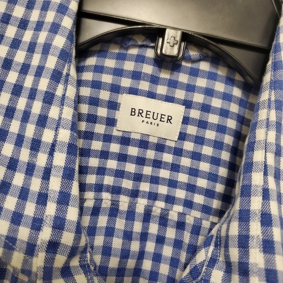 Breuer Blue and White Check Button Front Shirt SS size 173/4-45, Casual - Picture 2 of 8